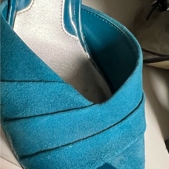 Teal Peep Toe Platforms - Picture 8 of 9